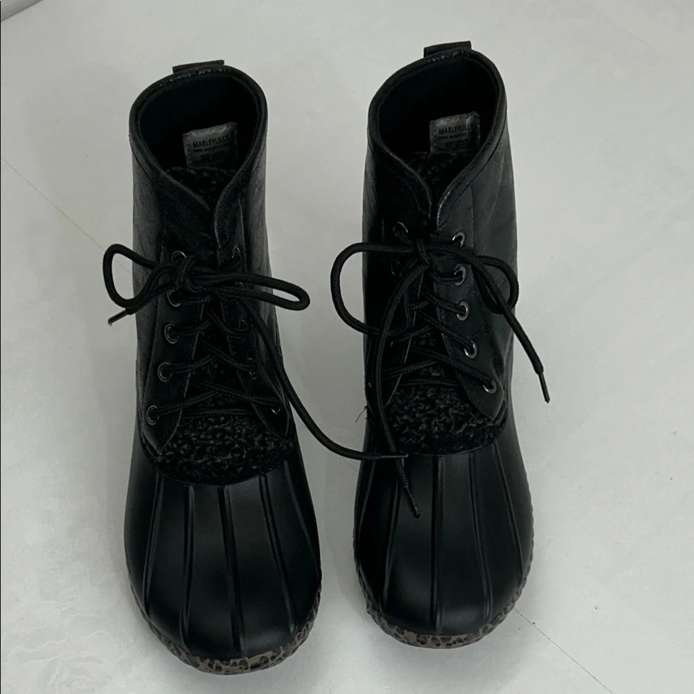 Marleylylli Black Women's Lace-Up Boots